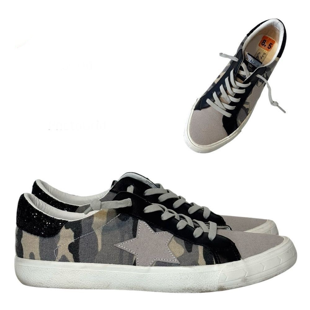 Vintage Havana Kate Womens Camo Star Low Top Sneakers Gold Snake Multi Size 8.5